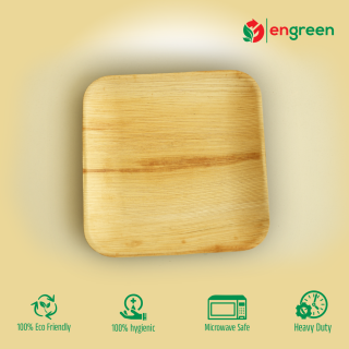 Engreen 9″ Eco-friendly Square Areca Leaf Disposable Plate