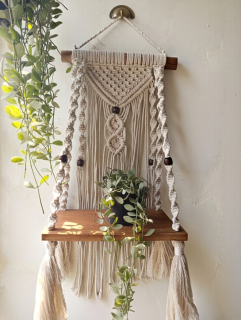 Macrame wall shelf